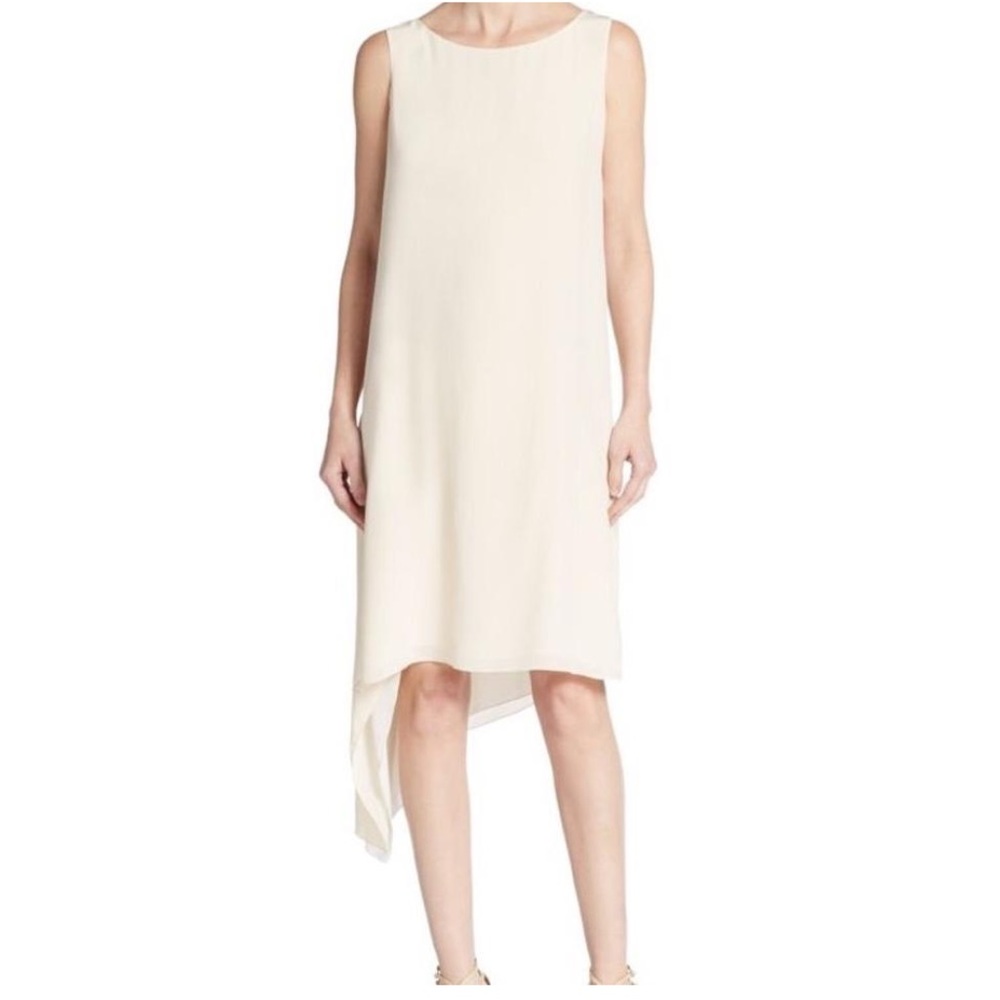 Eileen Fisher ivory asymmetrical cocktail dress